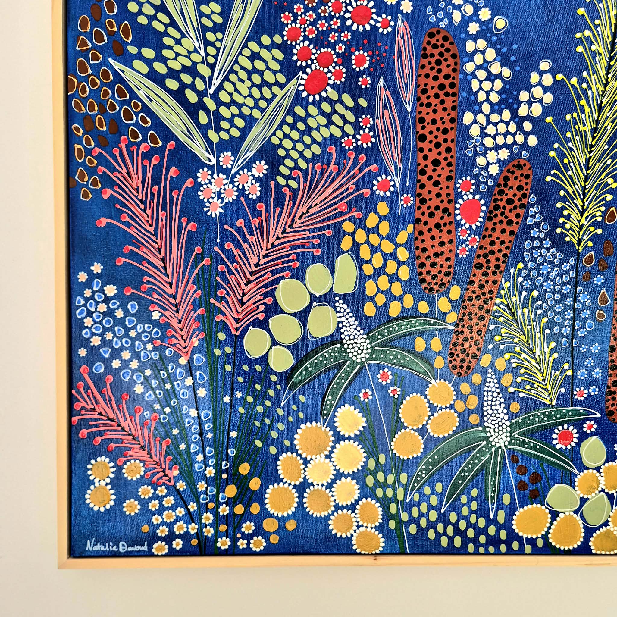 Midnight Grevillea | Pine Frame | 104.5cm X 104.5cm