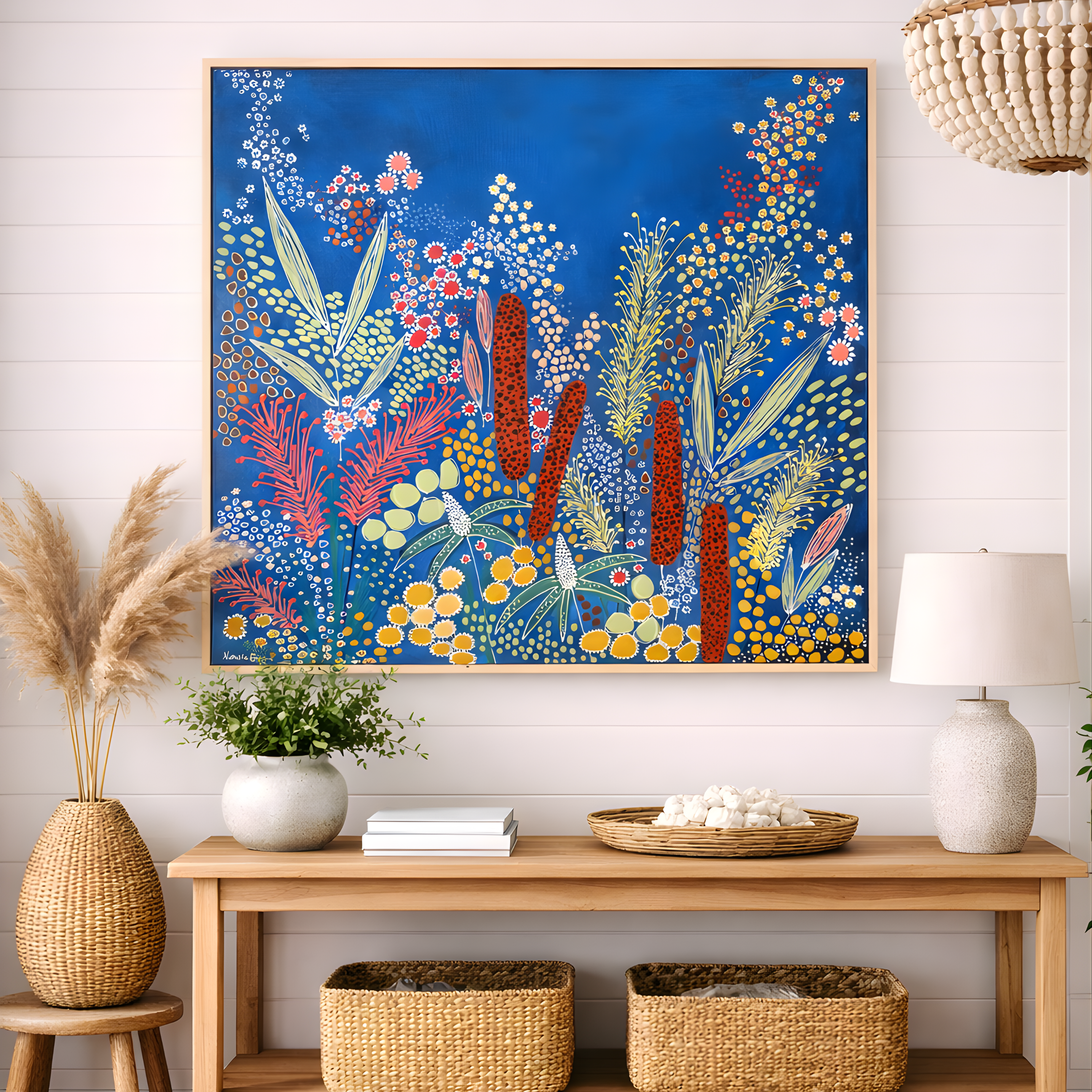 Midnight Grevillea | Pine Frame | 104.5cm X 104.5cm