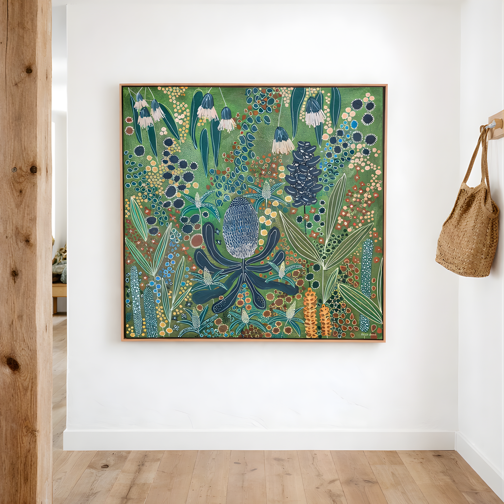 Country Bloom | Natural Oak Frame | 103cm x 103cm