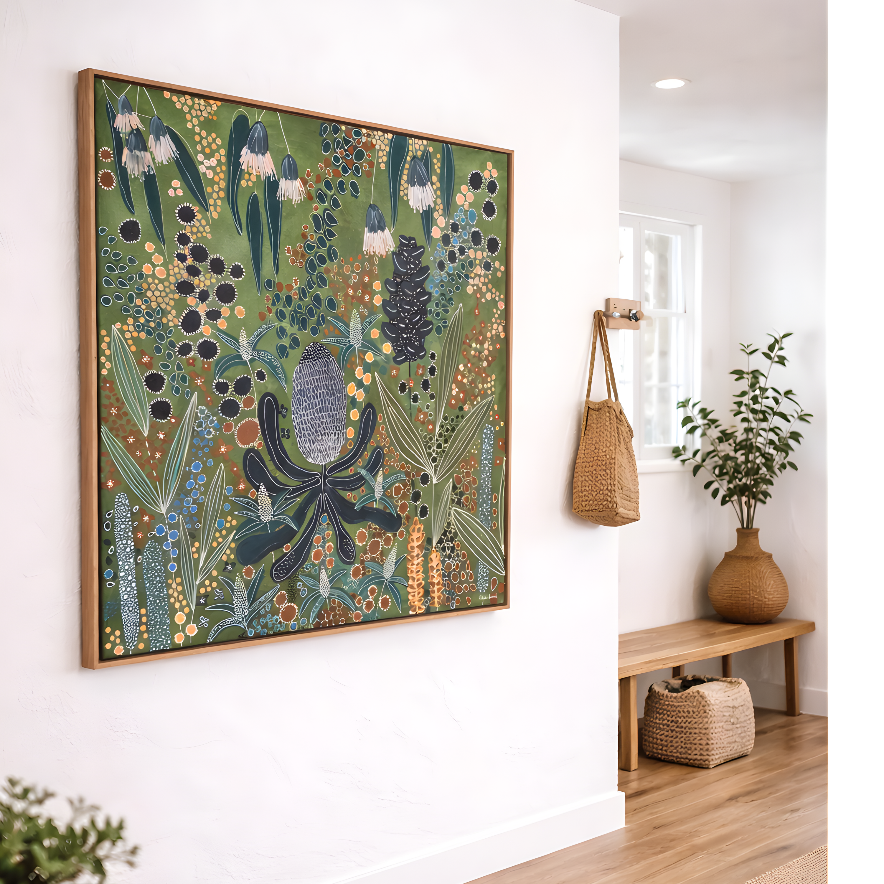 Country Bloom | Natural Oak Frame | 103cm x 103cm