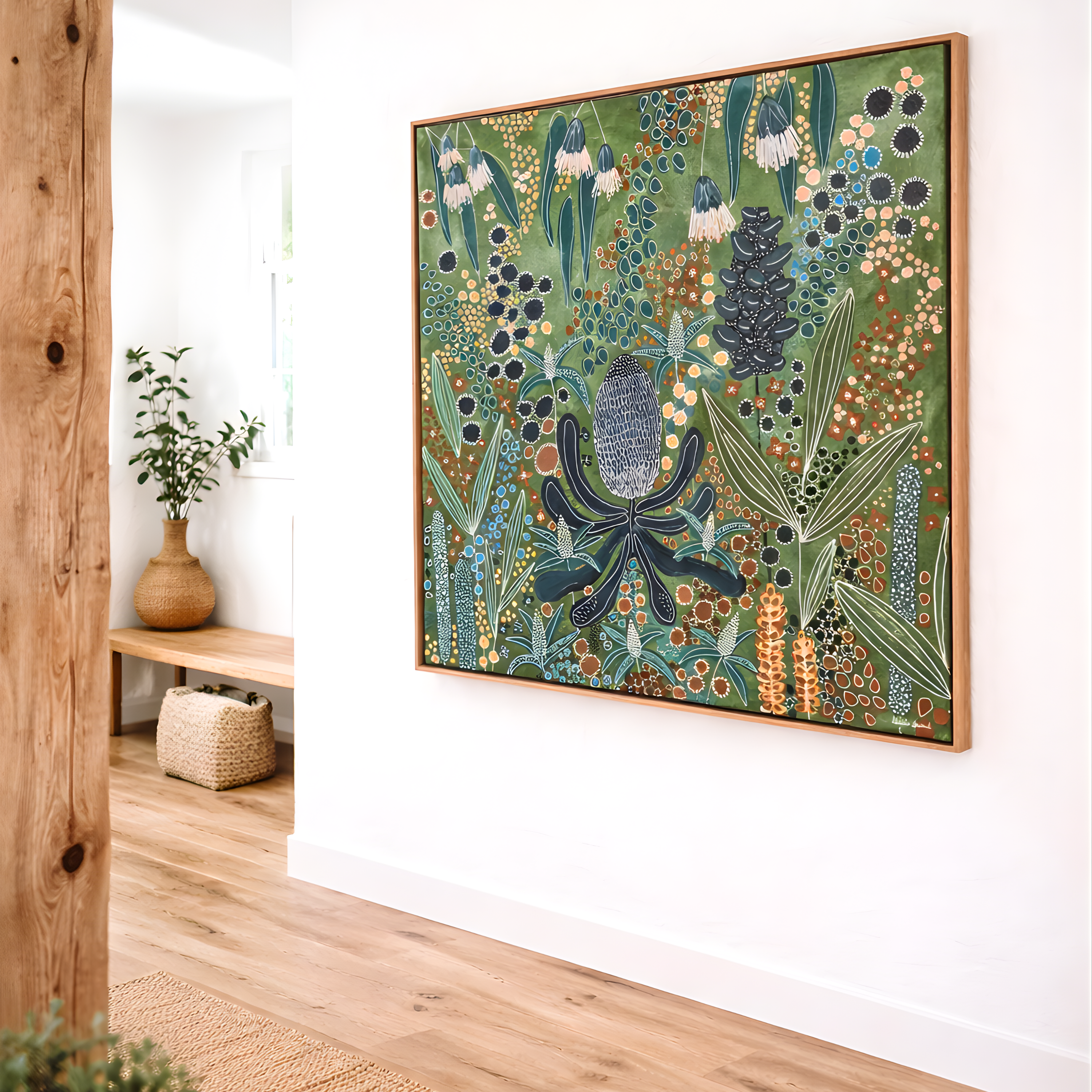 Country Bloom | Natural Oak Frame | 103cm x 103cm