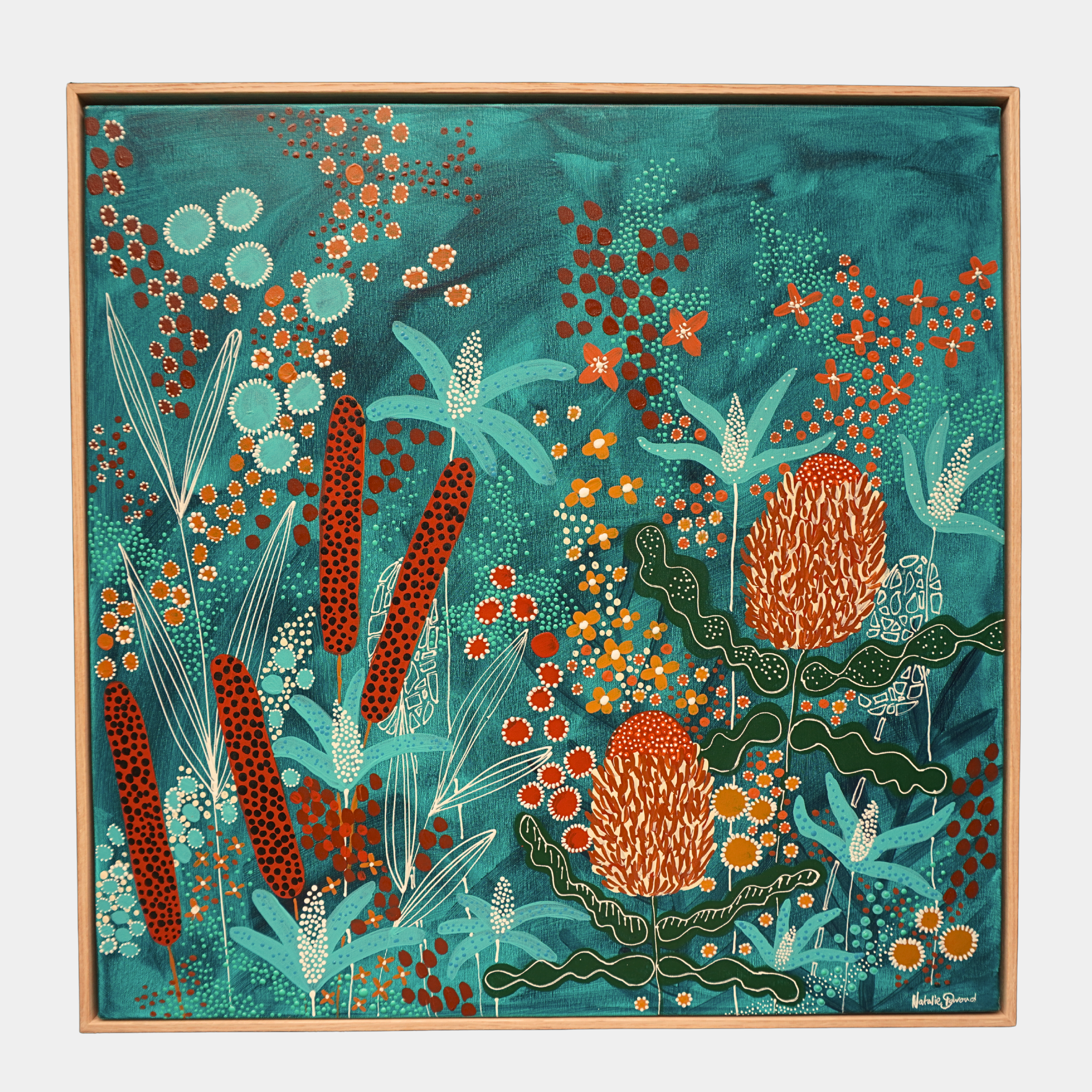 Under The Teal Sky | Natural Oak Frame | 83cm x 83cm