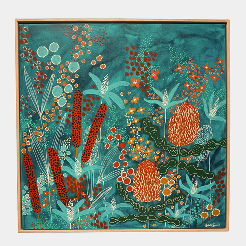 Under The Teal Sky | Natural Oak Frame | 83cm x 83cm