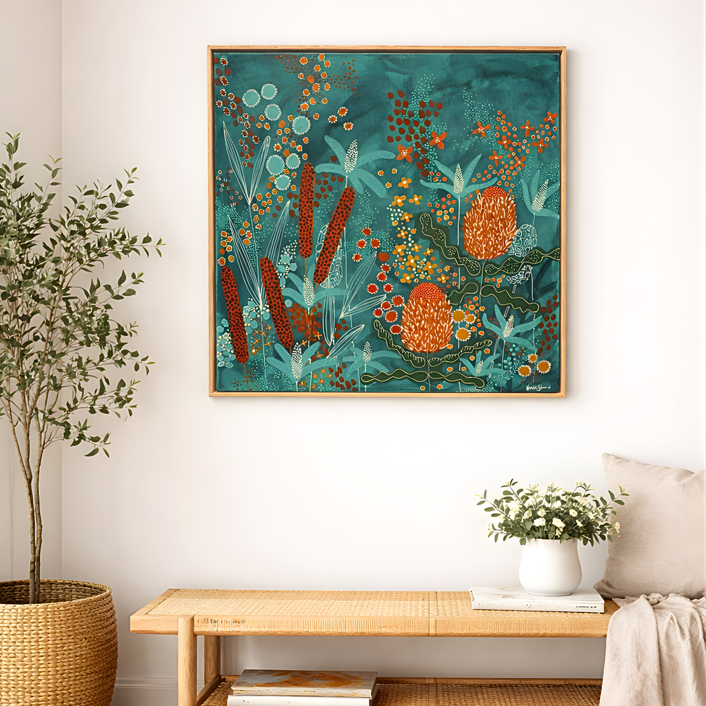 Under The Teal Sky | Natural Oak Frame | 83cm x 83cm