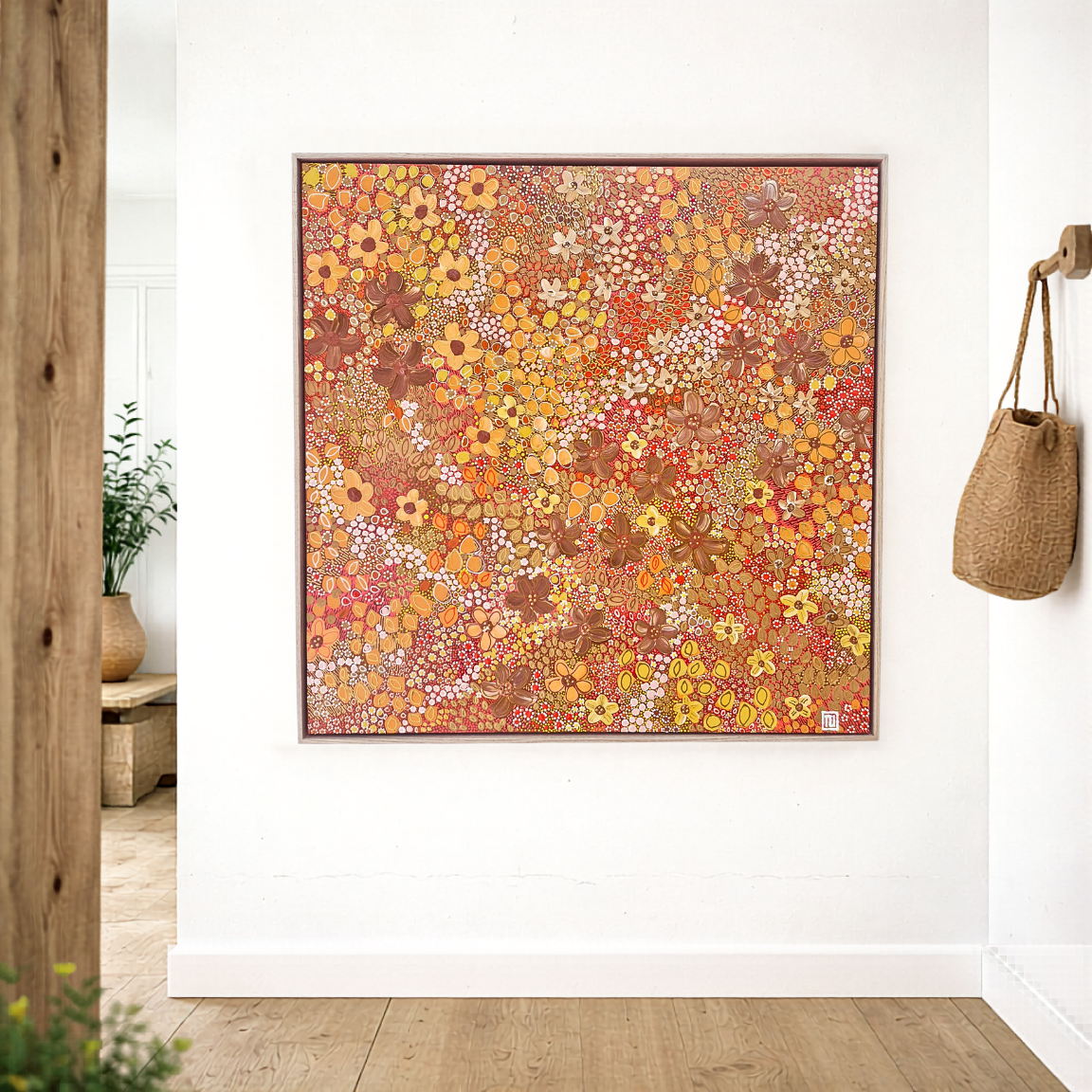 The Autumn Glow | 93cm x 93cm | Framed Natural Timber Oak