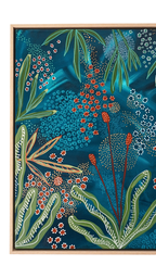 Midnight Wildflowers | 63cm x 63cm | Framed Natural Timber Oak