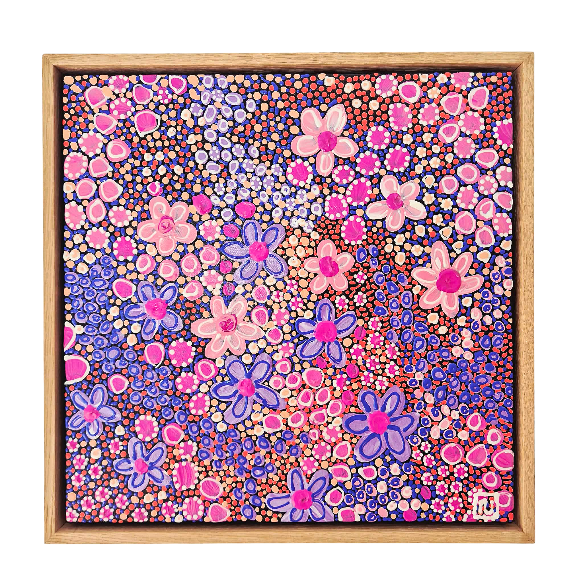 Spring Pink | 38cm x 38cm | Framed Natural Timber Oak