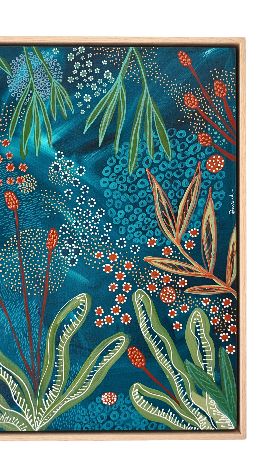 Midnight Wildflowers | 63cm x 63cm | Framed Natural Timber Oak