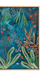 Midnight Wildflowers | 63cm x 63cm | Framed Natural Timber Oak