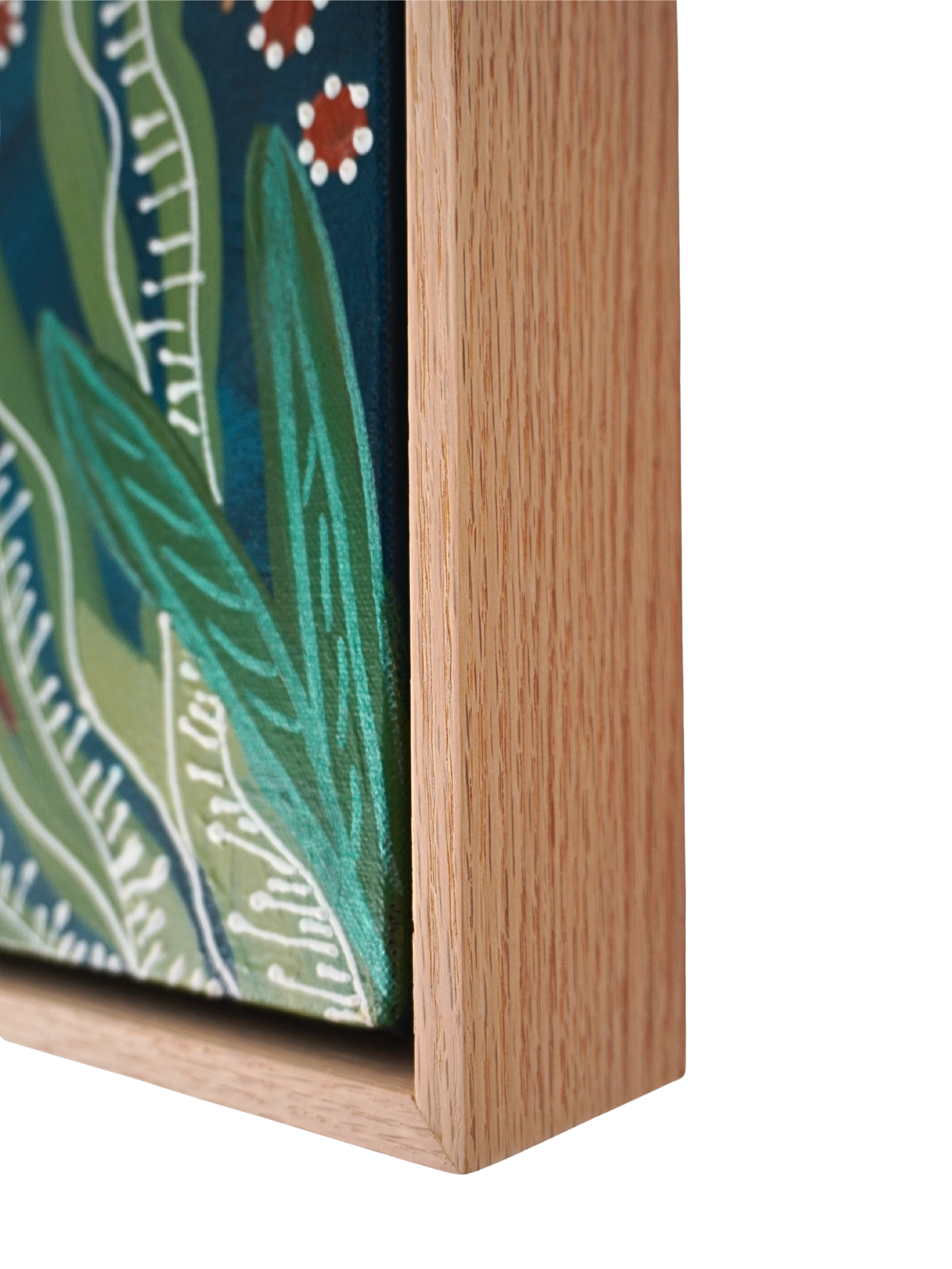 Midnight Wildflowers | 63cm x 63cm | Framed Natural Timber Oak