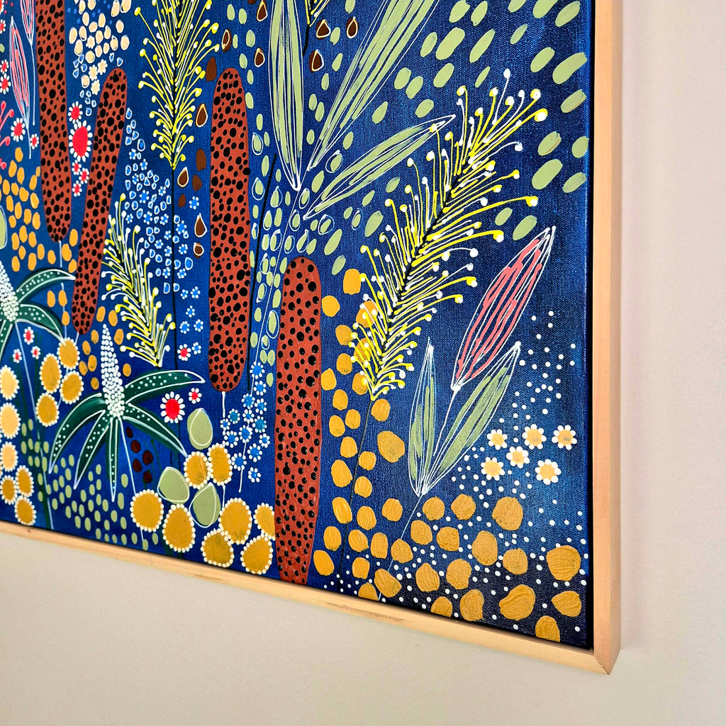 Midnight Grevillea | Pine Frame | 104.5cm X 104.5cm