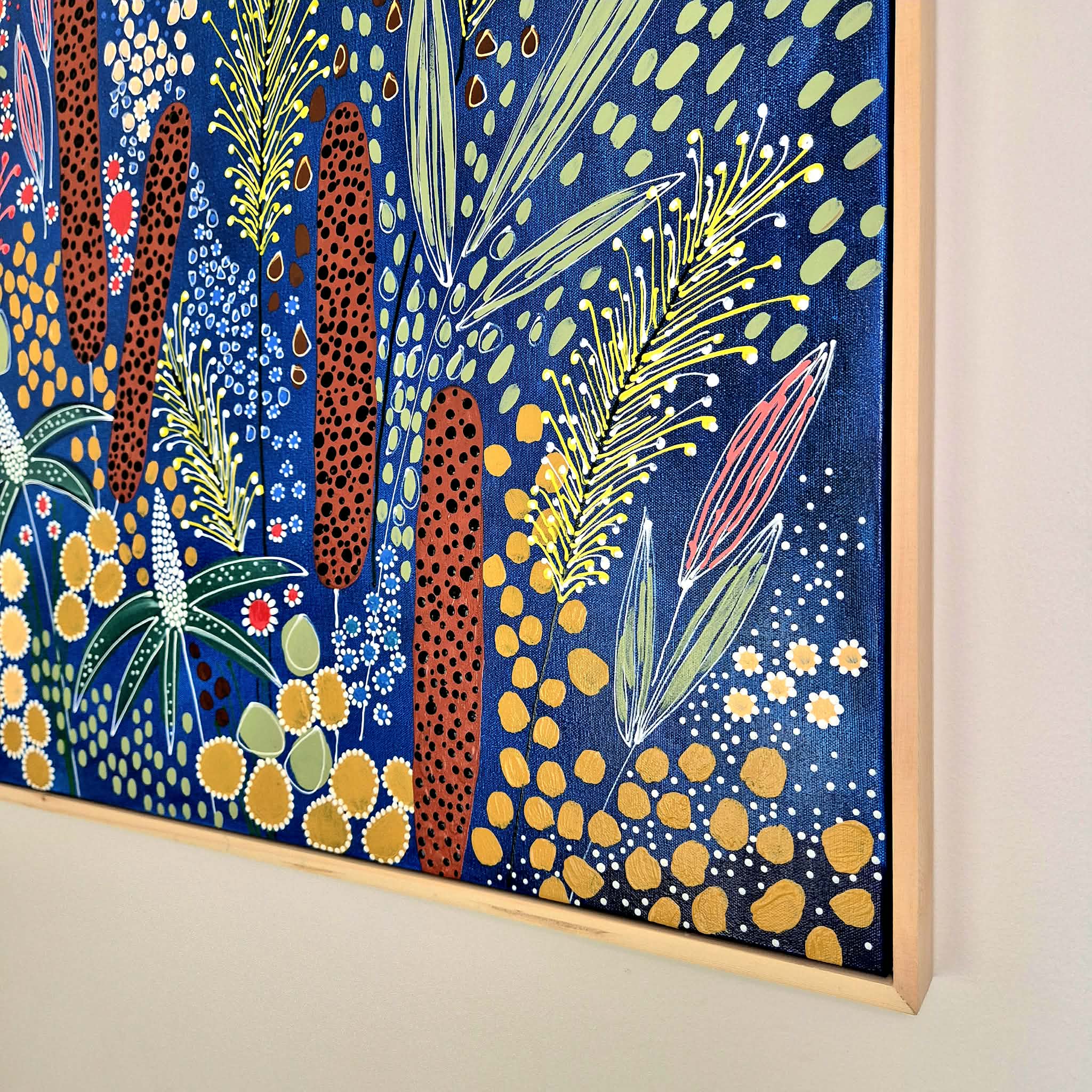 Midnight Grevillea | Pine Frame | 104.5cm X 104.5cm