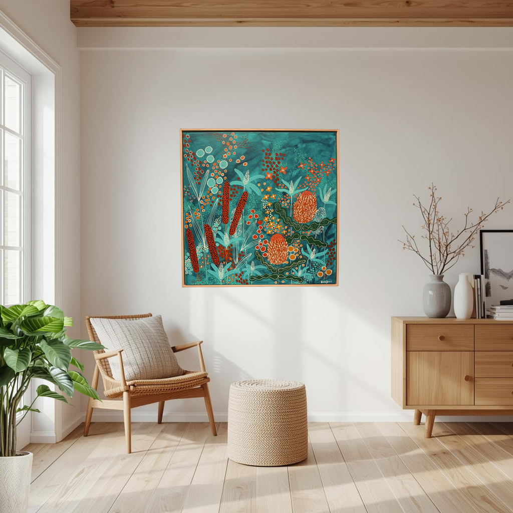 Under The Teal Sky | Natural Oak Frame | 83cm x 83cm