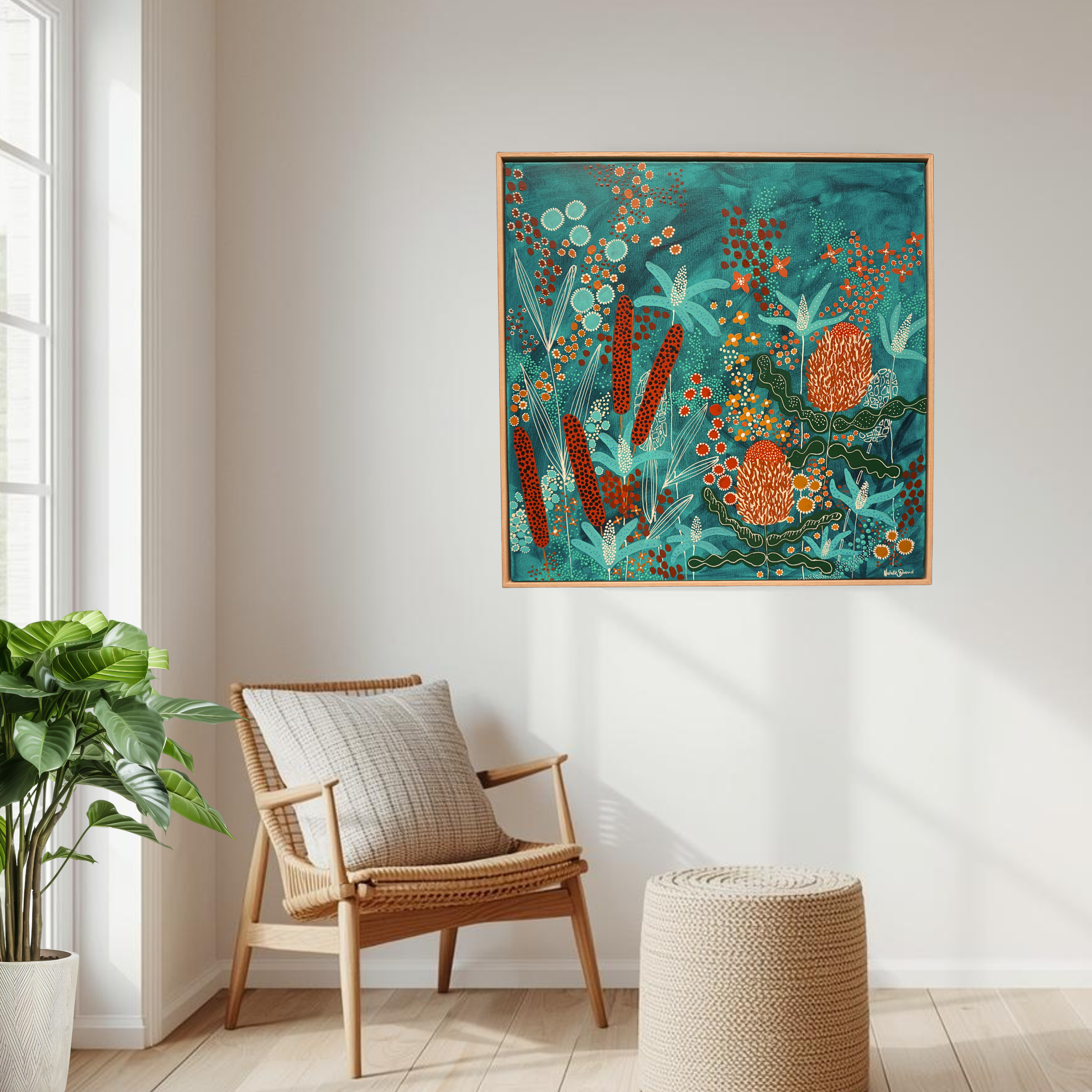 Under The Teal Sky | Natural Oak Frame | 83cm x 83cm