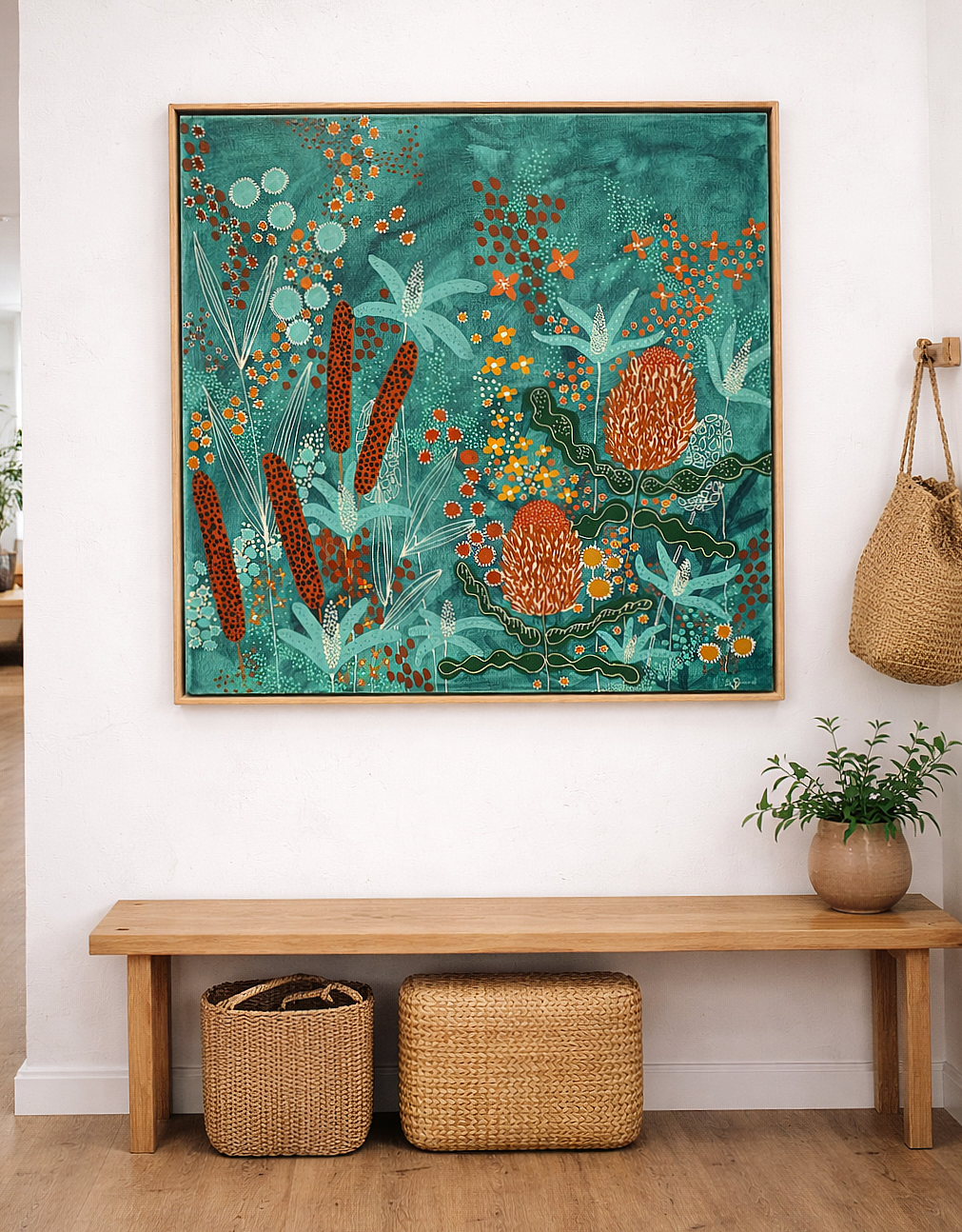 Under The Teal Sky | Natural Oak Frame | 83cm x 83cm