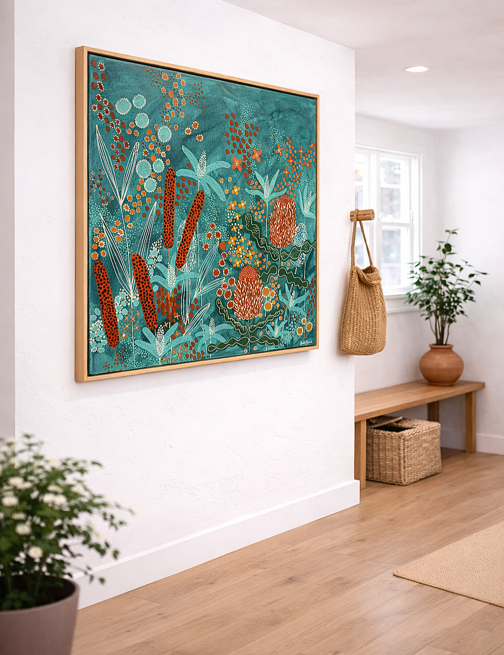 Under The Teal Sky | Natural Oak Frame | 83cm x 83cm