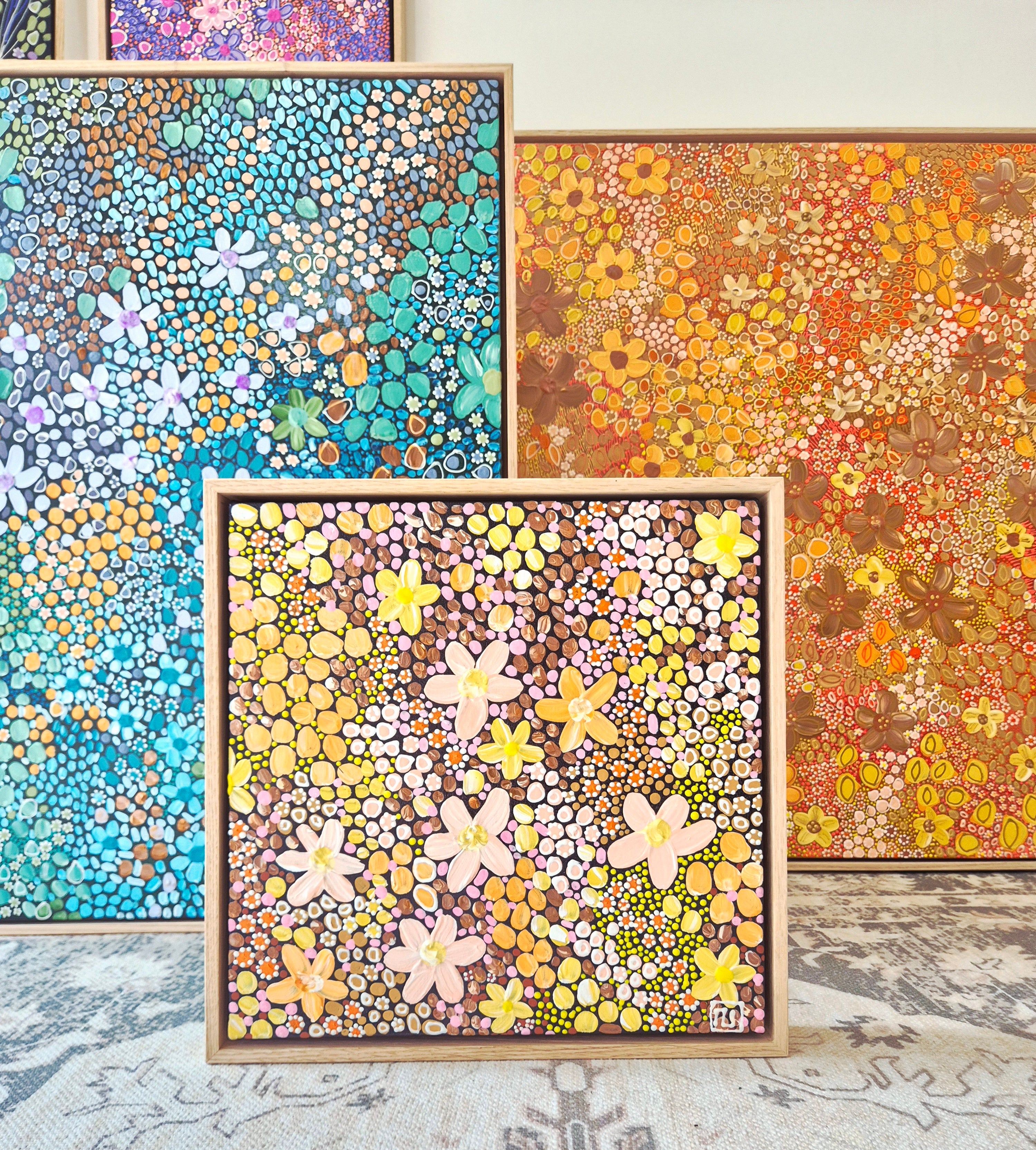 Autumn Honey | 38cm x 38cm | Framed Natural Timber Oak