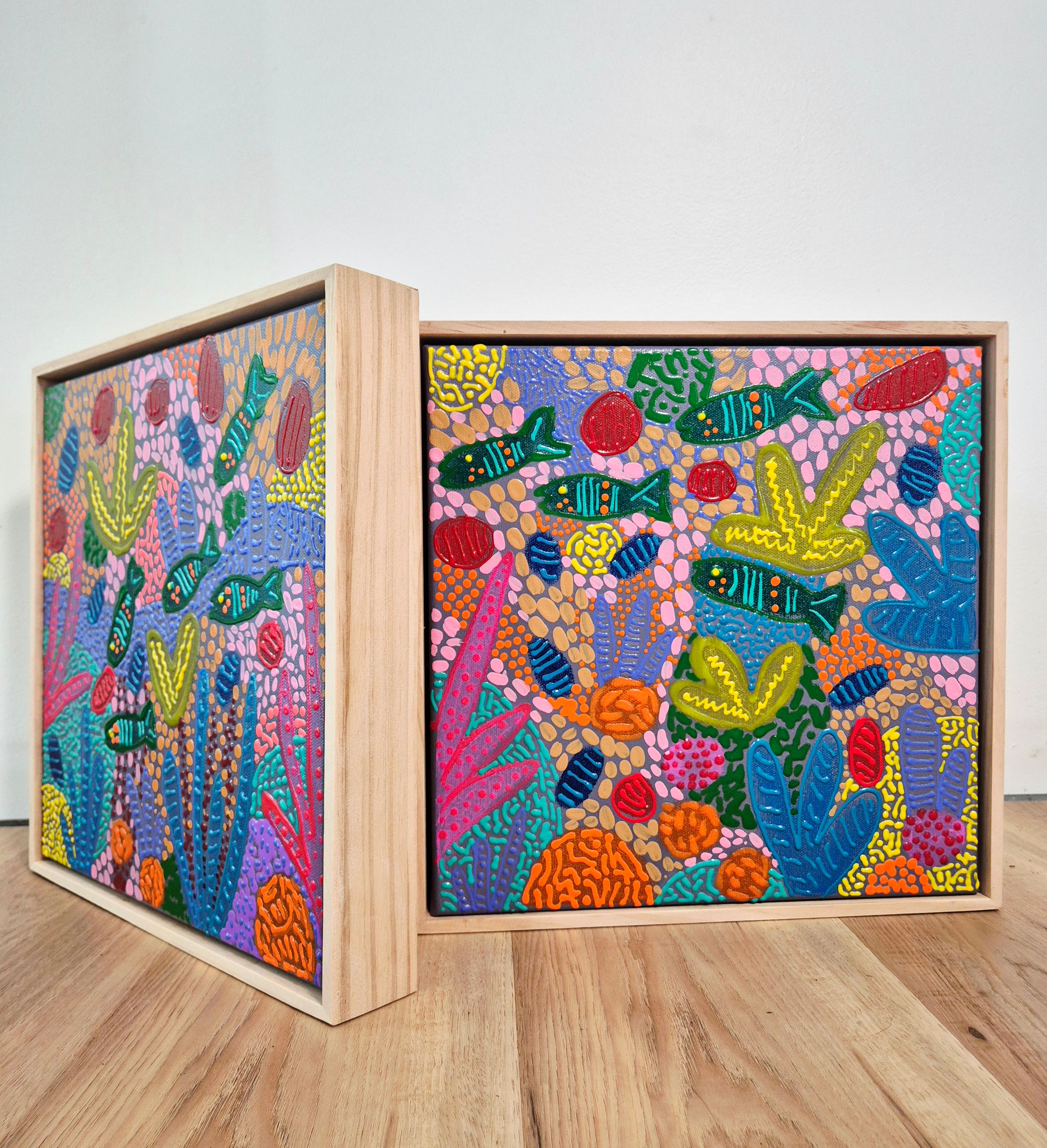 Reef Play - Set of Two | Pine Frames | 32.5cm x 32.5cm