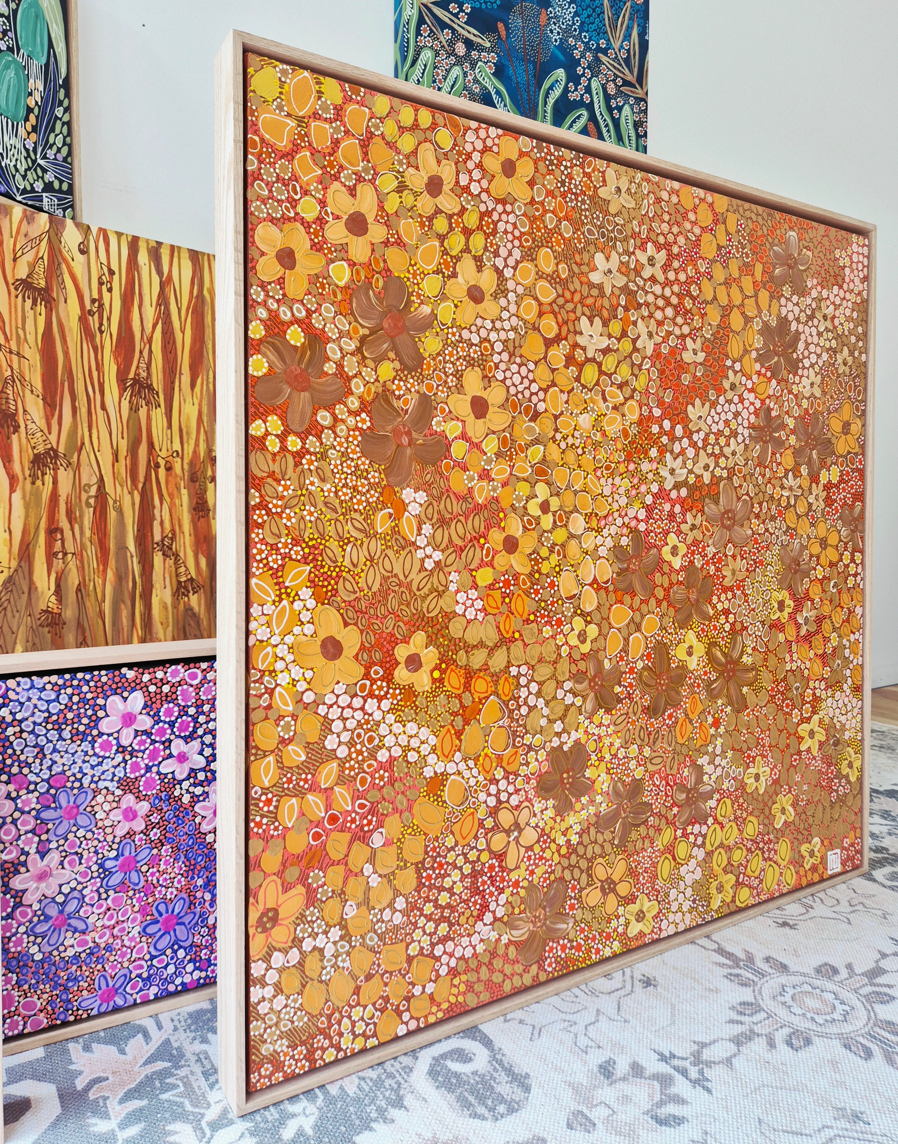 The Autumn Glow | 93cm x 93cm | Framed Natural Timber Oak