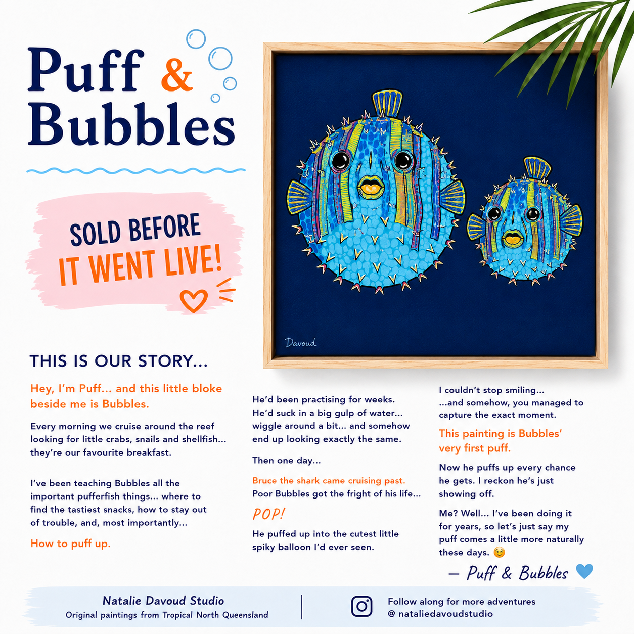 Puff & Bubbles | 32cm x 32cm | Framed