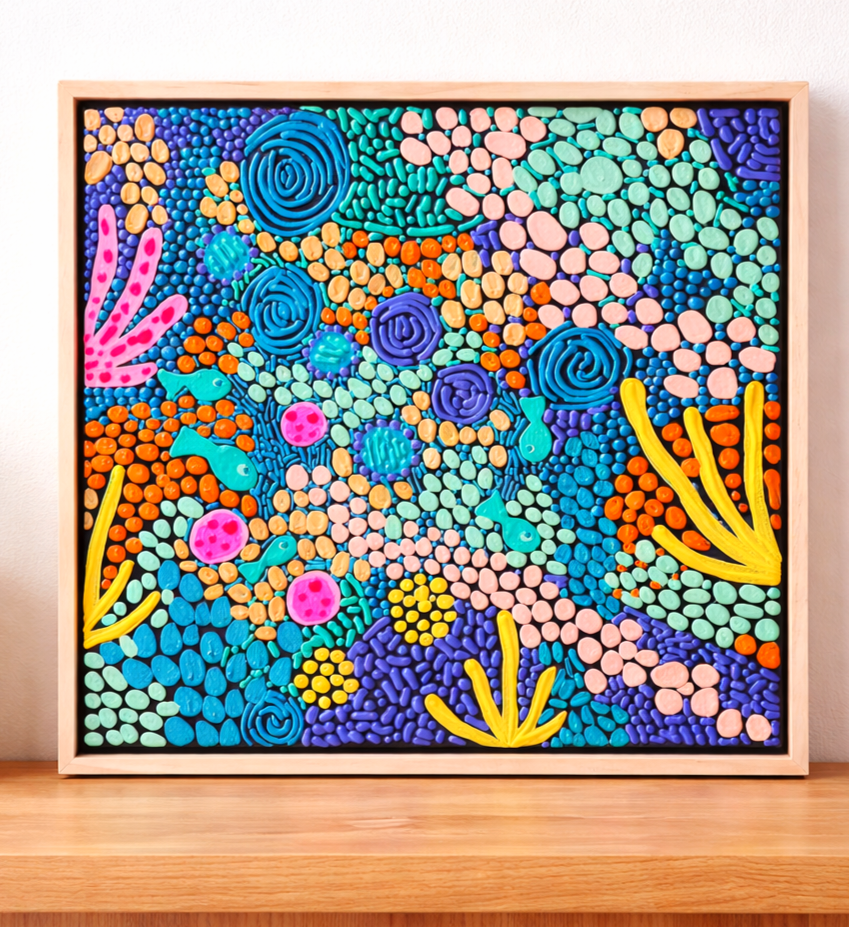 Coral Blue - Set | Framed | 32.5cm x 32.5cm