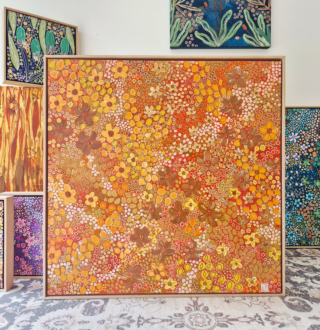 The Autumn Glow | 93cm x 93cm | Framed Natural Timber Oak