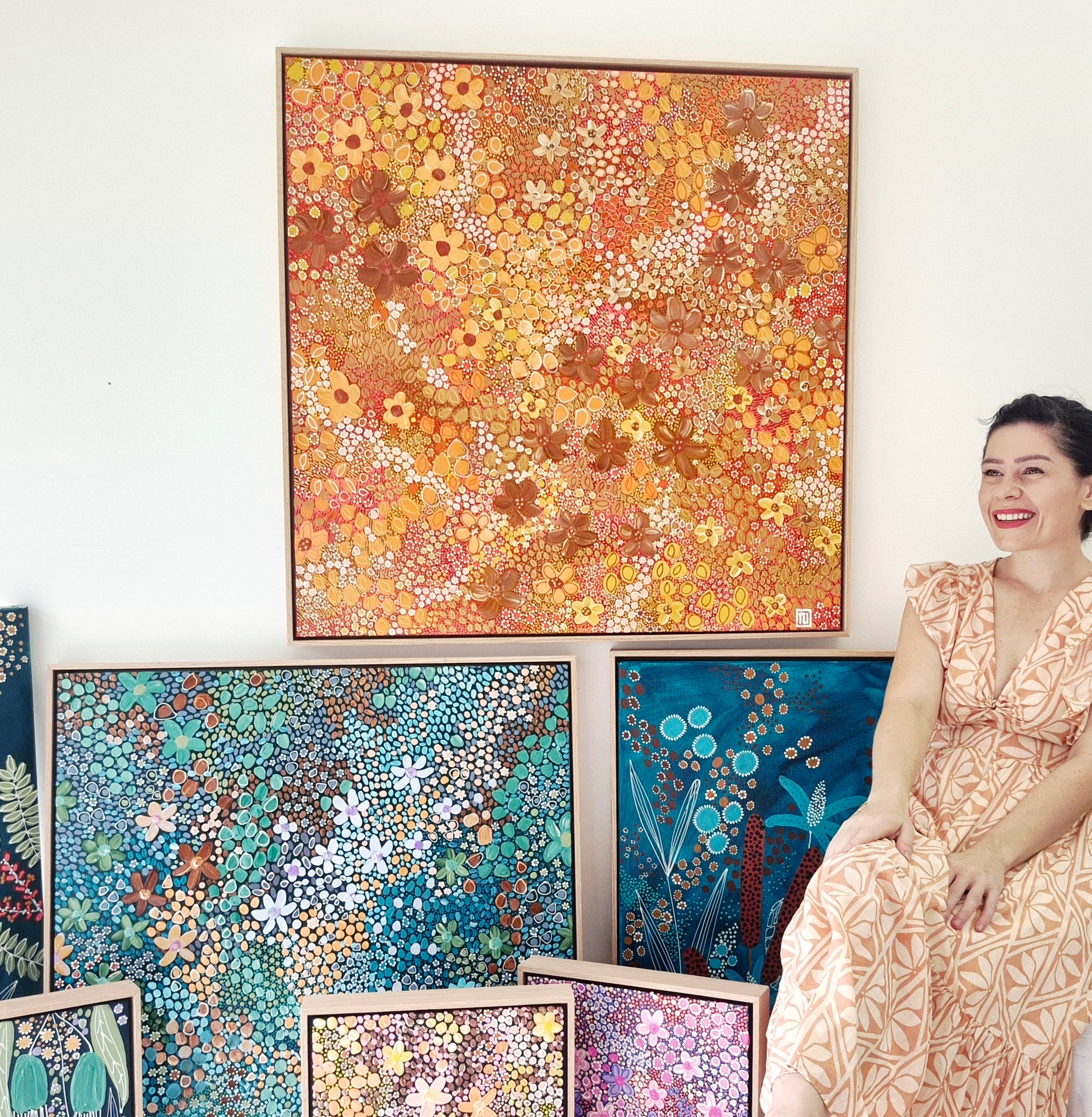 The Autumn Glow | 93cm x 93cm | Framed Natural Timber Oak