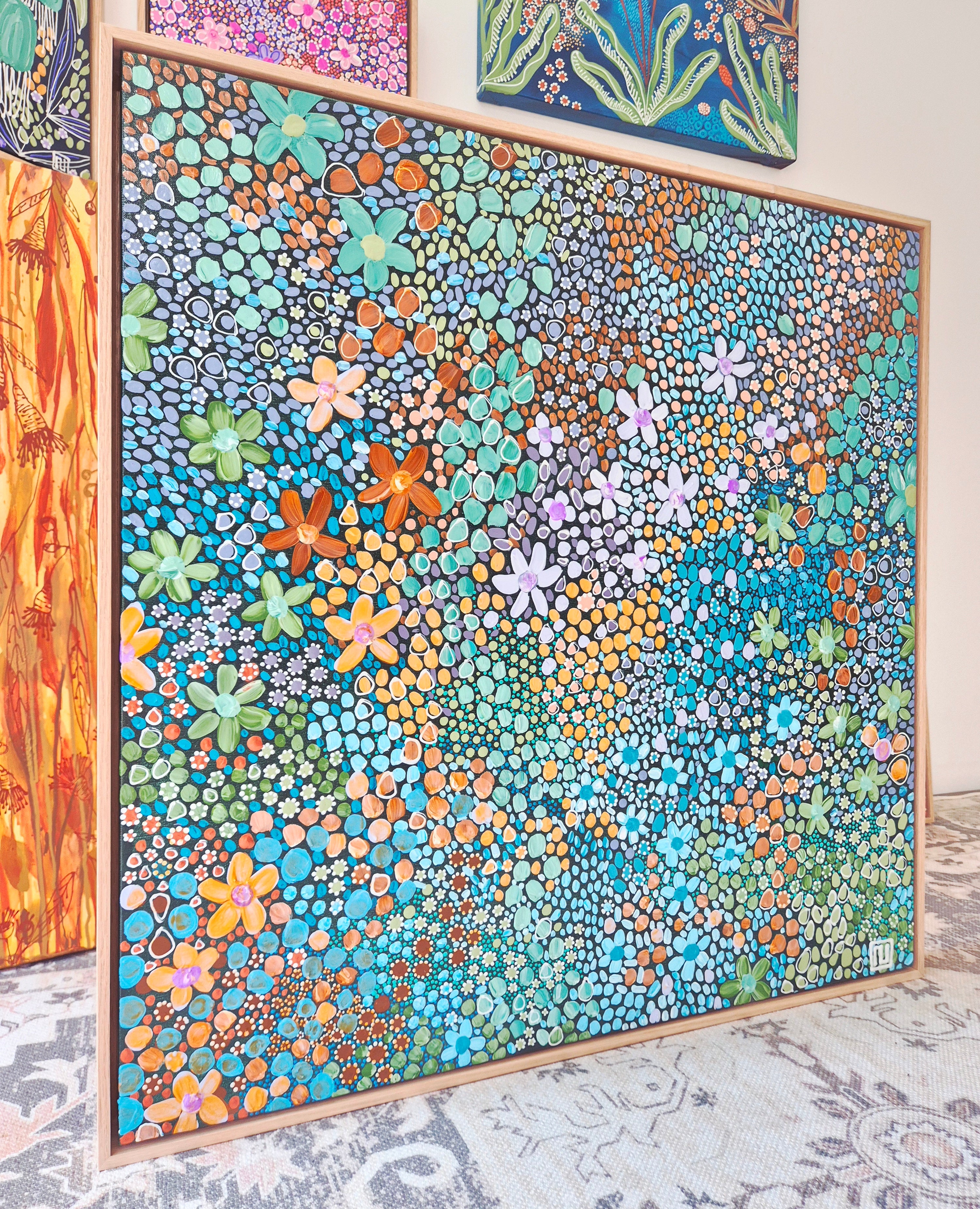 Symphony of Spring | 83cm x 83cm | Framed Natural Timber Oak