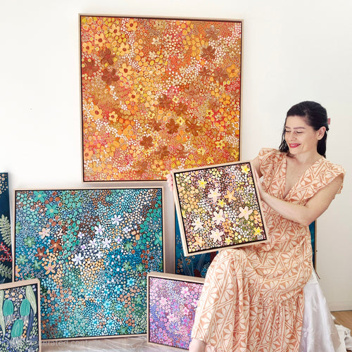 Autumn Honey | 38cm x 38cm | Framed Natural Timber Oak