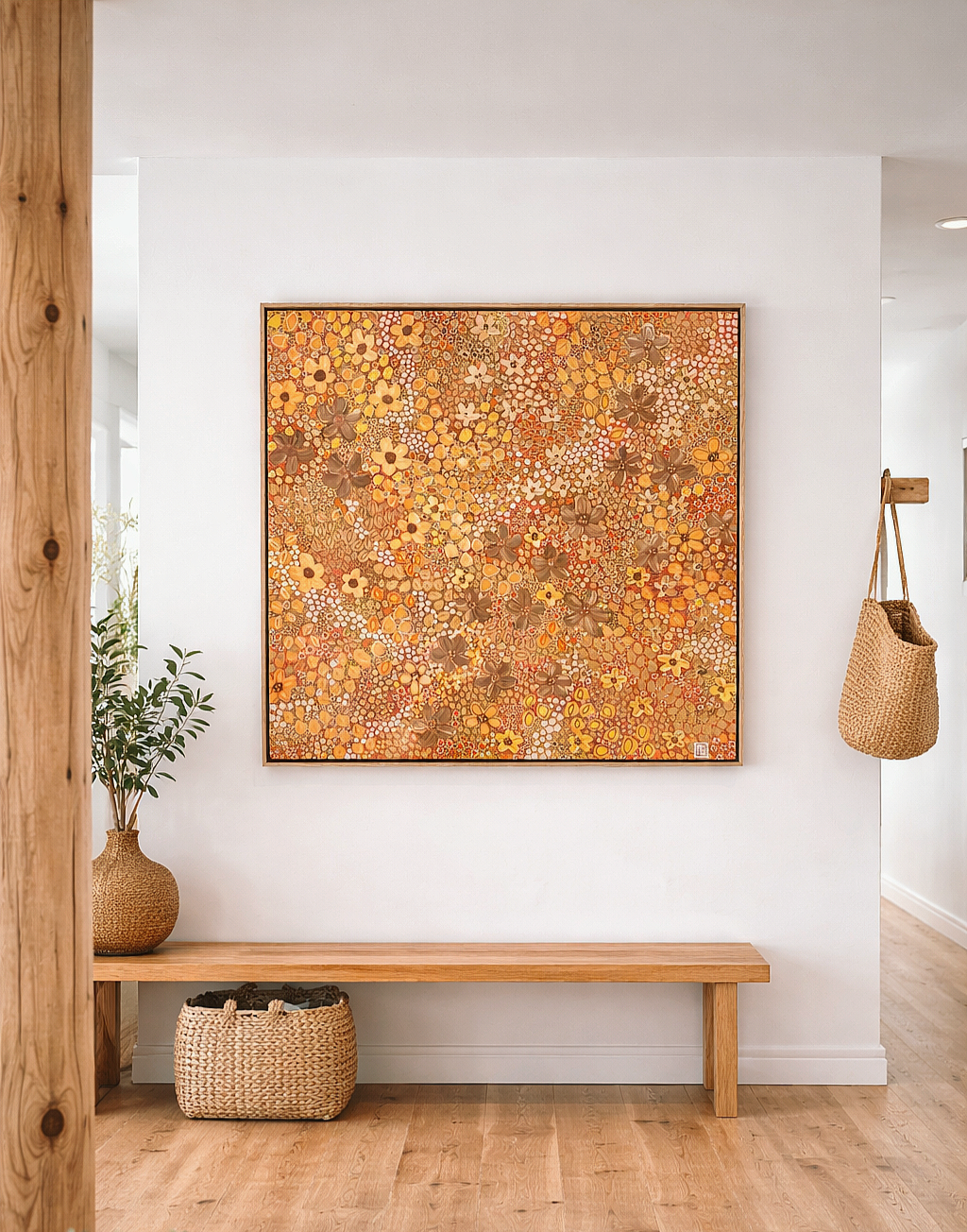 The Autumn Glow | 93cm x 93cm | Framed Natural Timber Oak