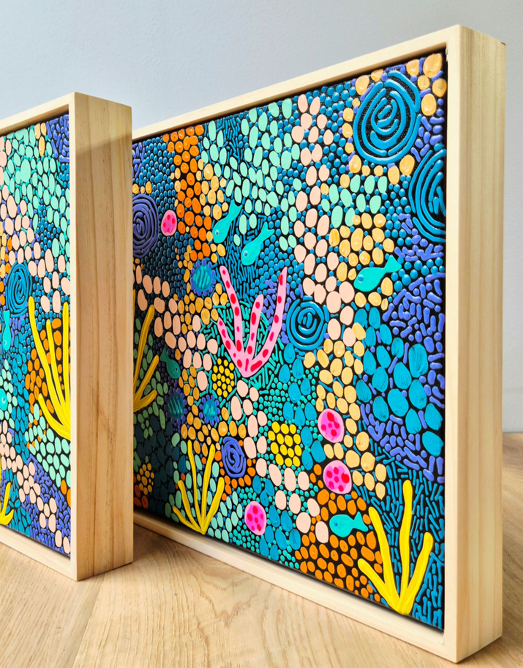 Coral Blue - Set | Framed | 32.5cm x 32.5cm