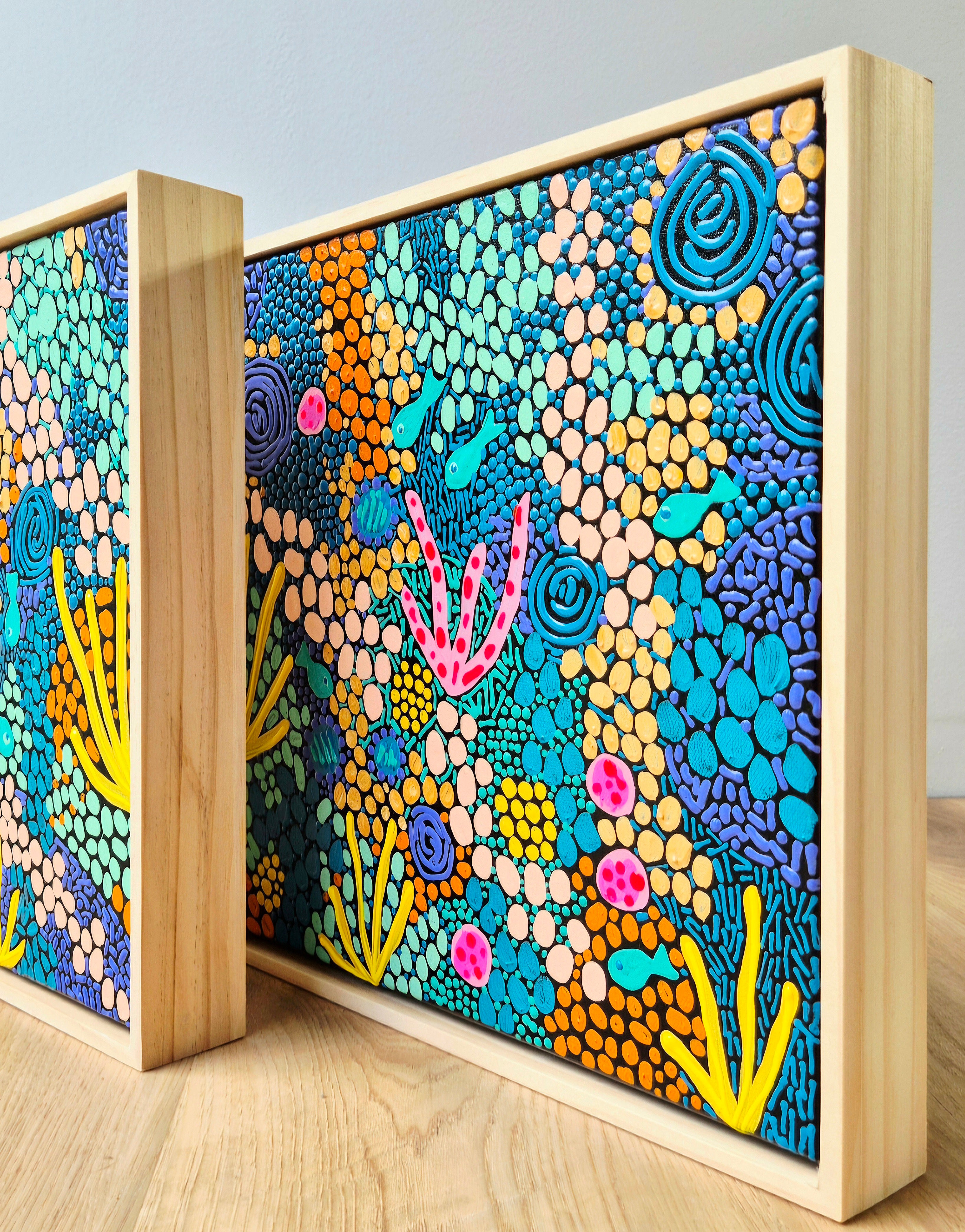 Coral Blue - Set | Framed | 32.5cm x 32.5cm