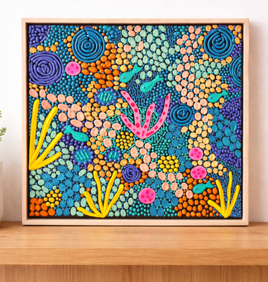 Coral Blue - Set | Framed | 32.5cm x 32.5cm