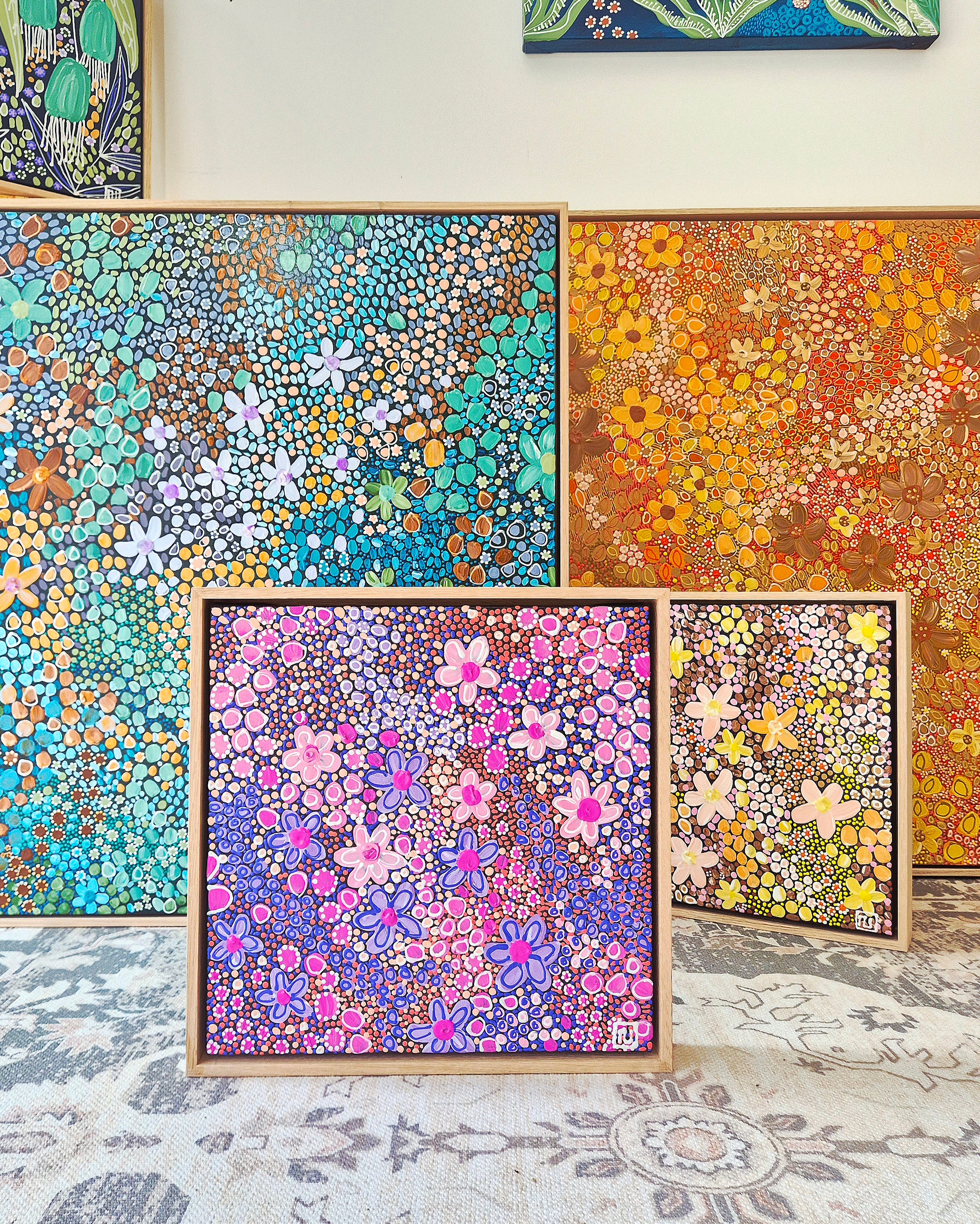 Spring Pink | 38cm x 38cm | Framed Natural Timber Oak